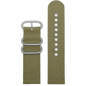 InOmak Geweven horlogeband 20/22/24 mm, nylon band, groen/zilver, 18mm, strepen