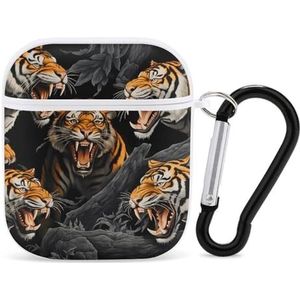 Tijgers Leuke Case Voor AirPods 2&1 Schokbestendige Beschermende Hoofdtelefoon Gevallen Cover Met Sleutelhanger Voor Mannen Vrouwen