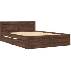 vidaXL Bedframe met hoofdeinde bruin eikenkleur 135x190 cm