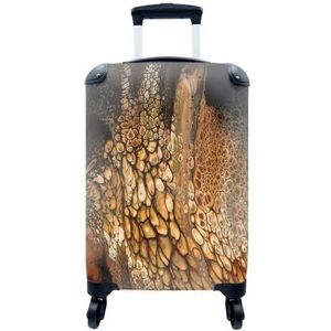 MuchoWow® Koffer - Acrylverf - Bruin - Abstract - Past binnen 55x40x20 cm en 55x35x25 cm - Handbagage - Trolley - Fotokoffer - Cabin Size - Print