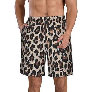 PHTZEZFC Luipaardprint print print heren strandshorts zomer shorts met sneldrogende technologie, licht en casual, Wit, M