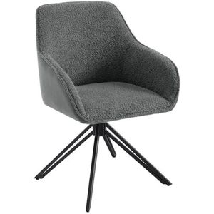 WOLTU EZS11dgr-1 Eetkamerstoel, draaibaar, ergonomische stoel, draaistoel, keukenstoel, stoel, woonkamer, gestoffeerde stoel met armleuningen, metalen poten, loungestoel, chenille en corduroy,