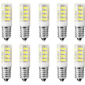 E14 led-lamp, koudwitte lamp, 5 W, 6000 K, 550 lumen, gloeilamp E14 vervangt 50 W halogeenlampen, geen flikkering, koelkastlamp, niet dimbaar, led-maïslamp voor afzuigkap, wandlampen, 10 stuks