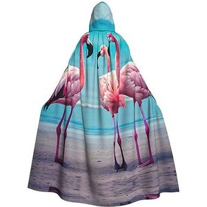 SSIMOO Flamingo Beach Uniseks mantel-boeiende vampiercape voor Halloween - een must-have feestkleding voor mannen en vrouwen