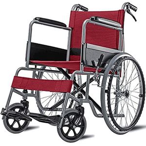 Rolstoelen Opvouwbare zelfrijdende rolstoelen, 4 remmen / 22 inch massieve wielen/dik stalen buistype Huishoudelijke opvouwbare handige scootmobiel voor ouderen Nettogewicht 13,5 kg