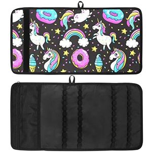 Potlood Wrap, Reizen Tekening Kleurpotlood Roll Organizer voor Artiest, Potloden Pouch Case Eenhoorn Kat Sterren Regenboog Schattig