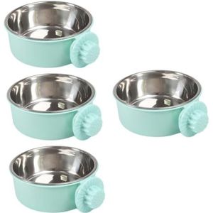 FOMIYES 4 Stuks Hondenbench Kom Puppy Voeder Waterdispenser Voor Puppy's Hondenbench Waterbak Geen Morsen Waterdispenser Voor Kleine Honden Konijnenvoeder Eten Roestvrij Staal