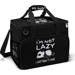 Grappige Panda, I Am Not Lazy Cooler Bag Geïsoleerde Lunch Tas Picknicktas Koeltas Box Voor Camping Reizen Vissen Reizen