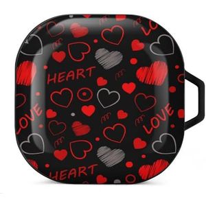 Love Hearts Oordopjes Hoesje Compatibel met Samsung Hard Shell Beschermhoes Zwart-Stijl