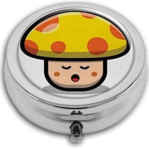 Cartoon paddestoel slaap pil doos-3 compartiment geneeskunde pil geval, draagbare geneeskunde tablet vitamine houder organisator voor portemonnee zak