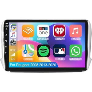 Android 15.0 2 Din Autoradio 9"" Touchscreen Auto Stereo voor Peugeot 2008 2013-2020 met Draadloze Carplay Android Auto GPS navigatie AHD Omgekeerd beeld Stuurwielbediening(S-1(2G+32G))
