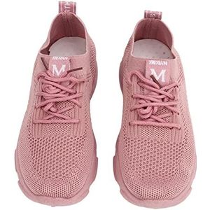 Hardloopsneaker, Getailleerde Voet Kunststof en Katoenen Sportschoenen voor Dames voor Training (Roze)