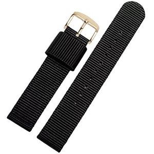 Horlogebandjes voor mannen en vrouwen, horlogeband 18/20/22/24mm Prachtige Vakmanschap Nylon Canvas Heren Sport Horlogeband for Klassiek Analoog horloge (Color : Black Rose Gold Clasp, Size : 20mm)