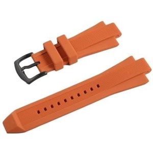 INEOUT 29 Mm X 13 Mm Horlogeband Compatibel Met Michael Kors Mk8184 8729 9020 MK8152 MK9020 MK9026 Siliconen Horlogebandaccessoires Met Verhoogde Mond (Color : Orange Black Buckle, Size : 29mm)