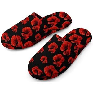 Rode vechten vis volledige print dames slippers warme anti-slip rubberen zool huis schoenen voor indoor hotel 36-37 (5.5-6)