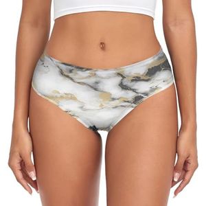 sawoinoa Witte marmeren gestructureerde onderbroek voor dames, middelhoge taille, slip, comfortabel, elastisch, sexy ondergoed, bikinibroekje, Mode Pop, XS