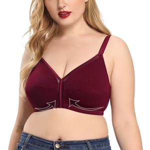 HomeJoySet 3-pack Dames Sportbeha Met Rits Aan De Voorkant - Ongevoerd, Rugondersteuning, Beugelloos, Workout Bordeauxrood(Burgundy,40B)