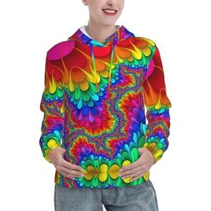 Regenboog Tie Dye-Rood Dames Kerst Hoodies Oversized Sweatshirts Trui Lange Mouw Winter Herfst Outfits Mode, Zwart, XXL