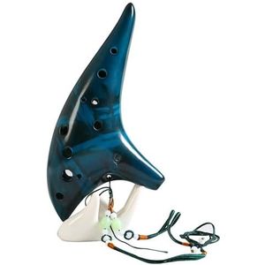 Ocarina's Ocarina 12-gaats uniek gerookt keramiek Ocarina met de hand gesneden sierlijke vorm aardewerk Ocarina om beginners te leren Muziekinstrumenten (Color : Blue)
