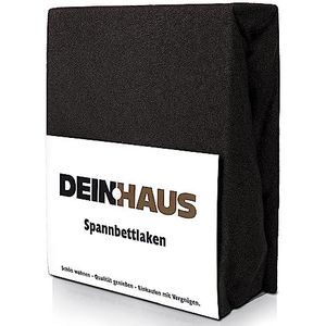 DH DEIN HAUS - Badstof Hoeslaken - Zwart - 180 x 200 cm