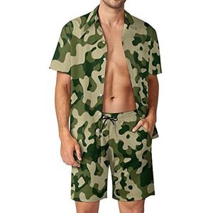 Camouflage Textuur Patronen Hawaiiaanse Sets voor Mannen Button Down Korte Mouw Trainingspak Strand Outfits S