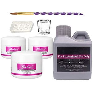 Nail Kit Poeder en Acryl Vloeibare Set, 3 Kleuren Roze Wit Clear, voor Acryl Art Borstel Professionele Kits 120 ml
