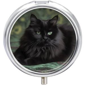 Kat liggend op deken pillendoos waterdichte draagbare geneeskunde pillendoosje vochtbestendig metalen pillendoosje met 3 compartimenten medicijnkoffer