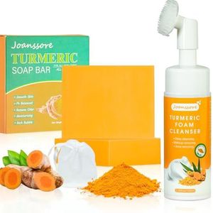 Joanssore - 3 stuks kurkuma zeepsticks, kurkuma gezichtsreiniger voor gezicht en lichaam, kurkuma badgel, kurkuma schuim