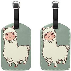 EZIOLY Cartoon Llama Alpaca Cruise Bagagelabels Koffer Etiketten Zak, 2 Pack, Meerkleurig, 12.5x7 cm