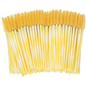 200% Draagbare Wegwerpwikkelborstels met Flexibele Vezelkop voor Reizen, Make -up en Salongebruik - Roze Wimpermascara borstels (YELLOW)