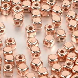 100-400 stuks 3-4 mm CCB vierkante losse spacer kralen rosé goudkleurige rocailles voor doe-het-zelf sieraden maken armbanden ketting accessoires-vierkant rosé goud-6 mm - 100 stuks