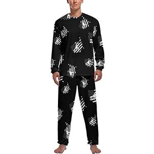 Zwarte Amerikaanse Gun Flag Zachte Heren Pyjama Set Comfortabele Lange Mouw Loungewear Top En Broek Geschenken M