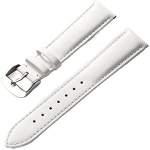 QtthZZr Echt lederen horlogeband voor mannen en vrouwen 14-24 mm zachte en comfortabele vervangende band rood bruin blauw, 15 mm, Leer