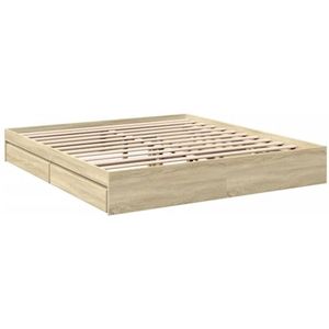 vidaXL Bedframe met lades bewerkt hout sonoma eikenkleurig 180x200 cm