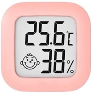 LCD Elektronische Digitale Temperatuur-vochtigheidsmeter Binnen Buiten Thermometer Hygrometer Weerstation Klok Nauwkeurige Monitor(Pink)