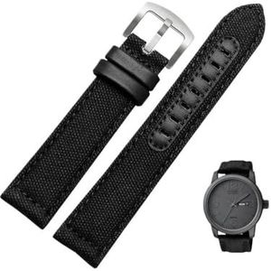 Nylon canvas horlogeband geschikt for Seiko nr. 5 Prospex-serie Citizen Eco-Drive Vervang waterdichte horlogeband 20 22 24 mm polsband (Color : Black-steel, Size : 20mm)