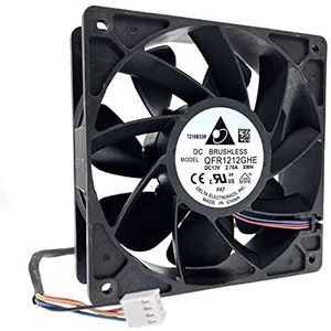 QFR1212GHE, Hoge snelheid bitcoin GPU Mijnwerkerskoelventilator 120x120x38mm DC 12V 6000rpm Dubbele kogellager PWM 4P (Blade Color : Copy Version)