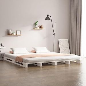 Prolenta Premium - Pallet bed massief hout grenen wit 120x190 cm