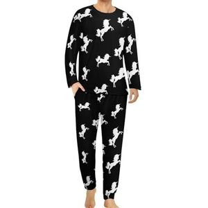 Klaar Eenhoorn Comfortabele Heren Pyjama Set Ronde Hals Lange Mouw Loungewear met Zakken 4XL