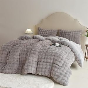 SAYEYBU - Dekbedovertrek - Grijs - 180x220 cm - Super Warm - Fluffy Fleece