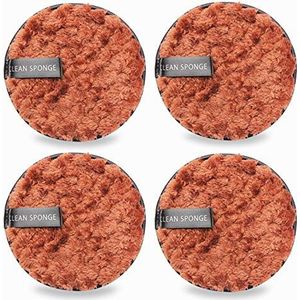 Kuiwee - All Brown - Herbruikbare & Wasbare Make-up Remover Pads - Grote Make Up Face Cleansing Microfiber Puff Cleansing (PACK VAN 4)