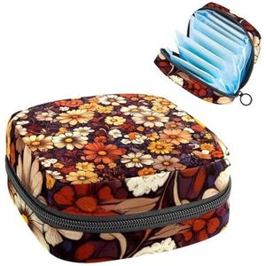 Leuke kleine gele bloemen maandverband opbergtas, grote menstruatie cup zakje met rits, menstruatie pads tas winkel panty voeringen tampons voor meisjes vrouwen