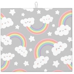 Wolk Achtergrond Regenboog Grijze Lucht, Afwasmatten Absorberende Afdruiprek Mat Aanrecht Mat Droogpad 41 x 46 cm