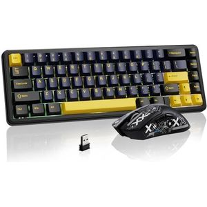 ATTACK SHARK Gaming Toetsenbord & Muis Combo, X65 HE Bedraad Magnetisch Toetsenbord en R1 Draadloze 59g Ultralichte Muis (8000Hz, RT 0,01mm, RGB, 65u Batterij) - Sterrenzwart
