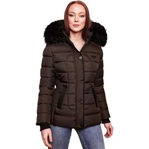 Marikoo Warme winterjas voor dames, gewatteerde winterjas, parka B391, Donker Choco, S