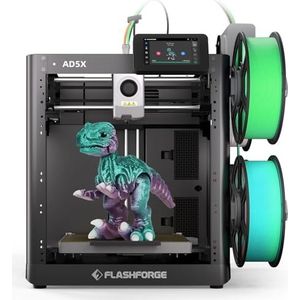 FLASHFORGE AD5X MultiMaterial 3D-printer, veelkleurig afdrukken, 600 mm/s snelheid, 1-klik druk met doe-het-zelf IFS-creaties, volautomatische kalibratie en filament-back-up, afdrukformaat 220 x 220 x