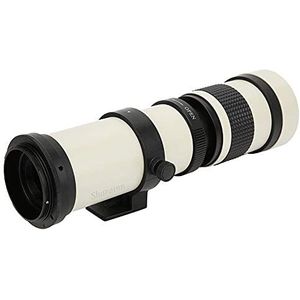 Telescooplens, wit met 420-800MM supertelezoom F/8.3-16 handmatige scherpstelling telelens voor EF-camera aluminium body, telezoomlens