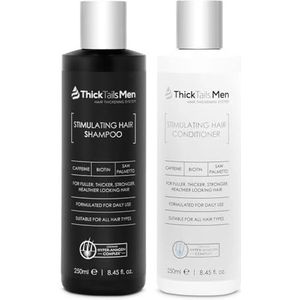 ThickTails Shampoo & Conditioner voor Mannen | Anti-Haaruitval met Cafeïne, Biotine & Saw Palmetto | Duo Pack voor Dikker, Sterker Haar | Sulfaatvrij, Vegan, Natuurlijk Haarverzorging