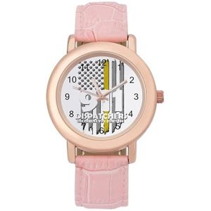 Amerikaanse Gele Vlag 911 Dispatchers Horloges Voor Vrouwen Mode Sport Horloge Vrouwen Lederen Horloge