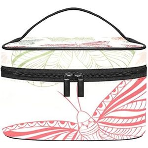 Make-up Organizer Bag, Reizen Make-up Tas Organizer Case Draagbare Cosmetische Tas voor Vrouwen en Meisjes Toiletartikelen Vlinders Rood Groen Oranje, Meerkleurig, 22.5x15x13.8cm/8.9x5.9x5.4in